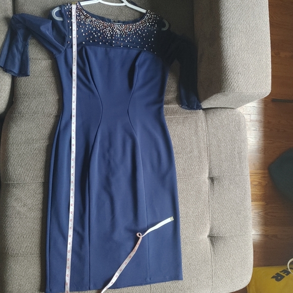 Alex Evenings Womens Short Shift Dress w/ Embellished Illusion Detail - Picture 8 of 11